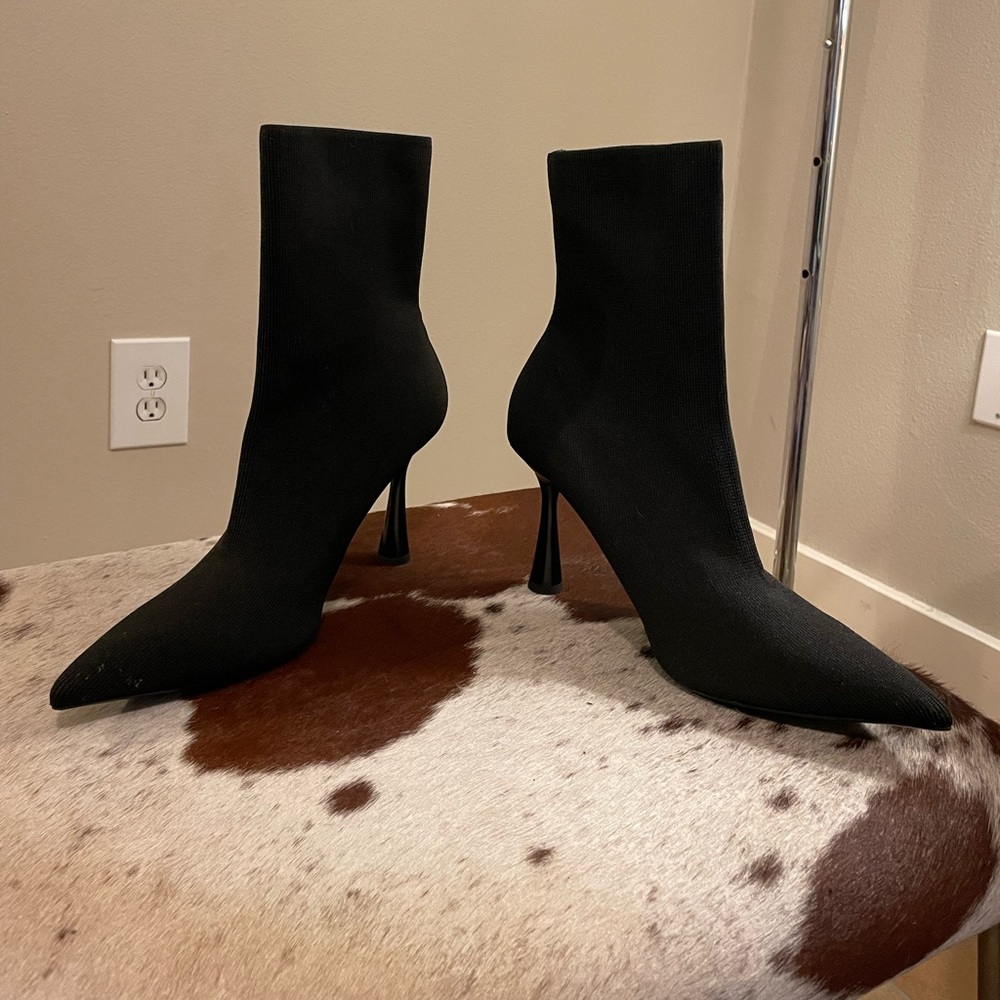 Zara Womens Sock Pointed toe heel booties - Picture 4 of 5